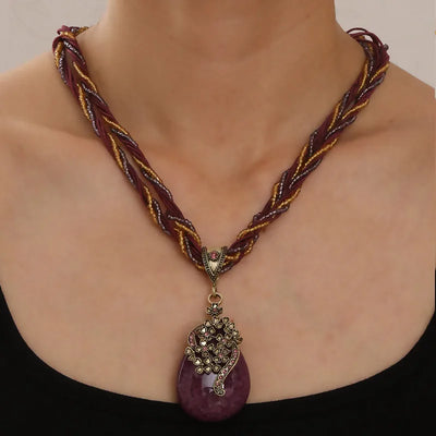 Siena Resin Pendant Necklace – Braided Bead Cord