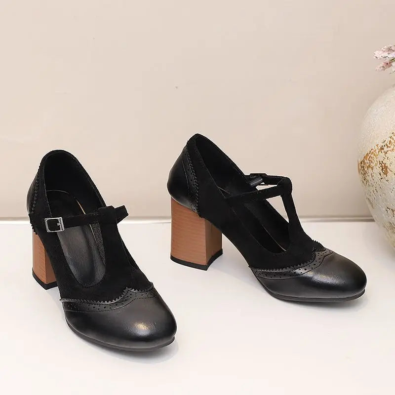 Ivy Buckle Heels Classic Round