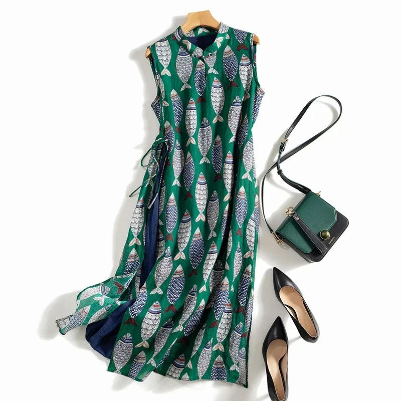 Cleo Linen Dress- Sleeveless Loose A-Line Fit