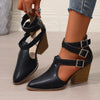 Elena Buckle Strap Block-Heel Booties
