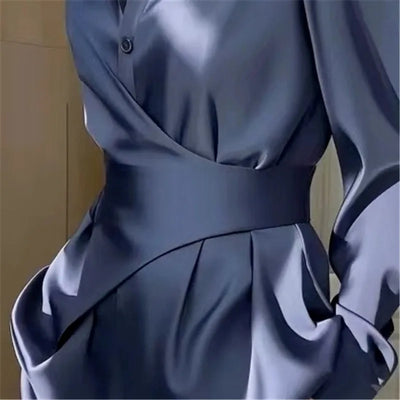 Lina Satin Drape Blouse – Women's Wrap Waist with Polished Silhouette