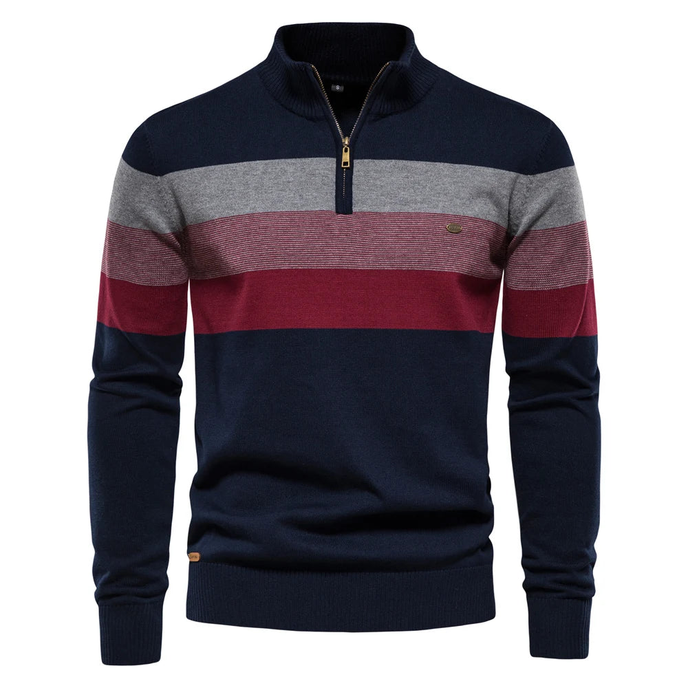 Nolan Striped Half-Zip Sweater