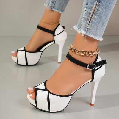 Zoé Platform Heels- Women’s Colorblock Peep-Toe Stilettos