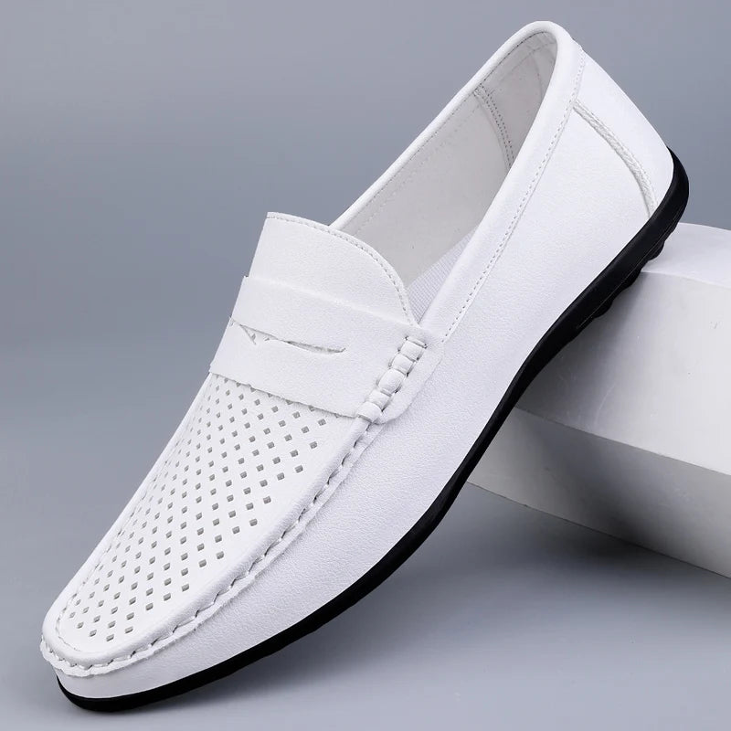 Luca Italian Leather Loafers- Men's Breathable Slip-On for Daily Wear