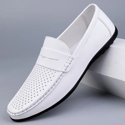Luca Italian Leather Loafers- Men's Breathable Slip-On for Daily Wear