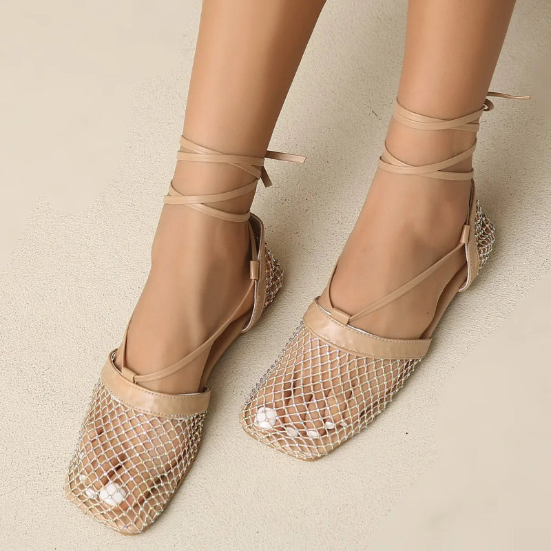 Quinn Mesh Lace-Up Sandals
