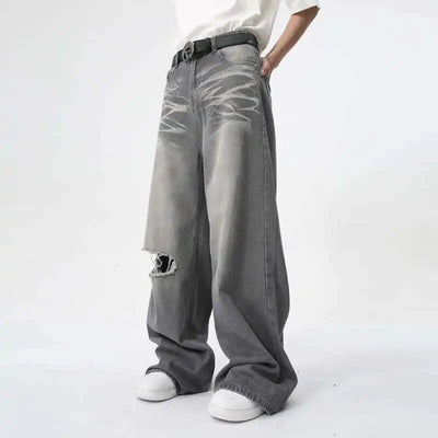 Reed Cotton Baggy Jeans - Men’s Washed Gray with Contrast Tones