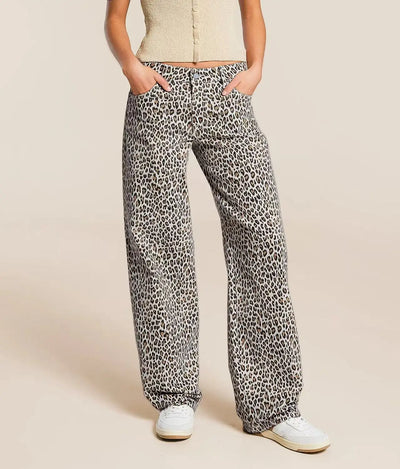 Leopard Print Straight Leg Jeans