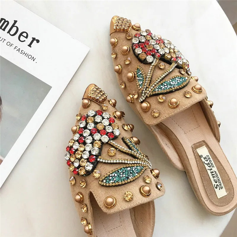 Bijou Rhinestone Flat Mule