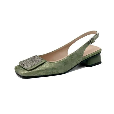 Elina Comfort Square-Toe Sandals - Women's Embroidered Low Heel