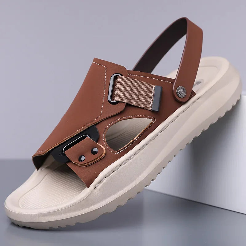 Luca Leather Orthopedic Sandals – Men’s Thick Sole Dual-Wear Slip-Ons