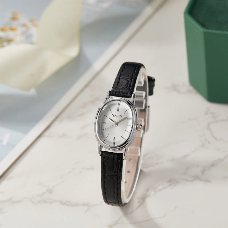 Olivia Oval Leather Strap Watch