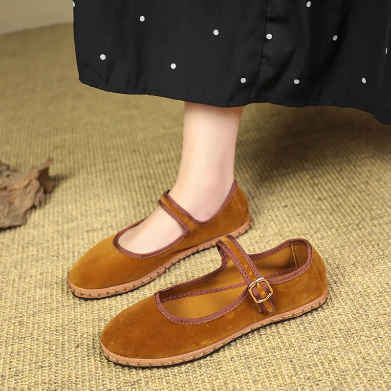Mary Jane Velvet Flat