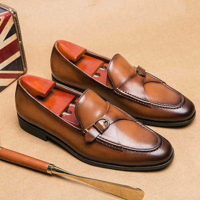 Alessandro Orthopedic Monk Loafers – Men’s Genuine Leather Dress Shoes