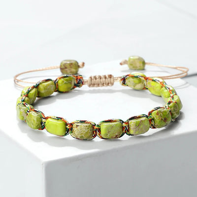 Aria Stone Beaded Bracelet – Braided Boho Bangle
