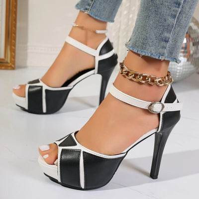 Zoé Platform Heels- Women’s Colorblock Peep-Toe Stilettos