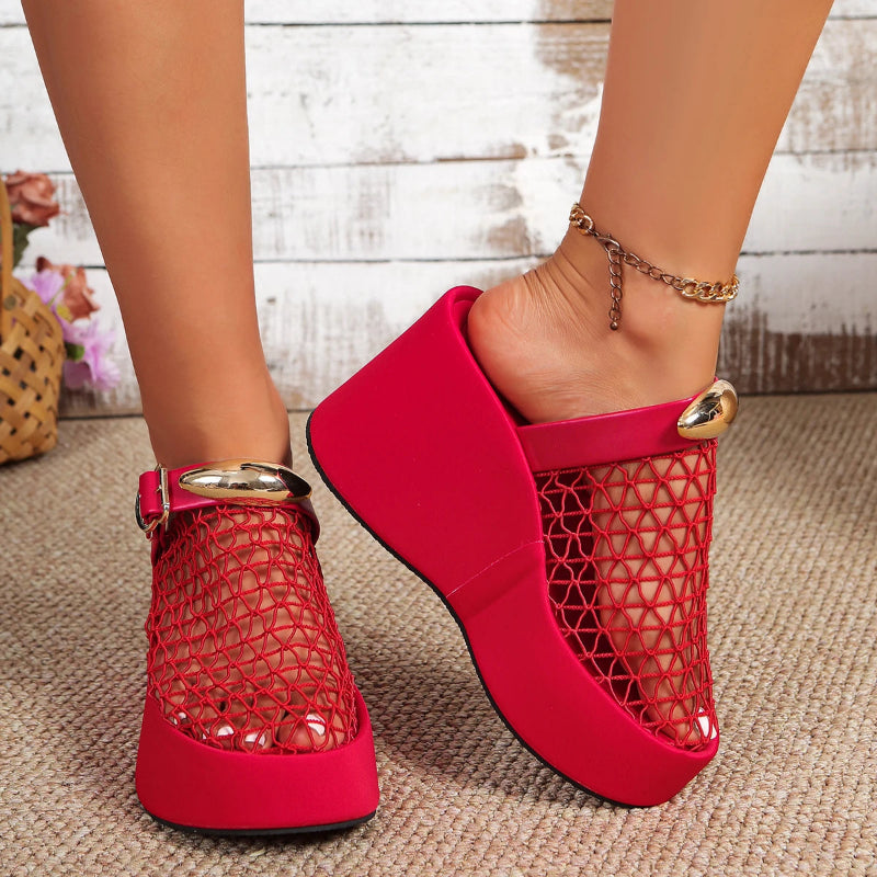 Monroe Mesh Platform Sandals
