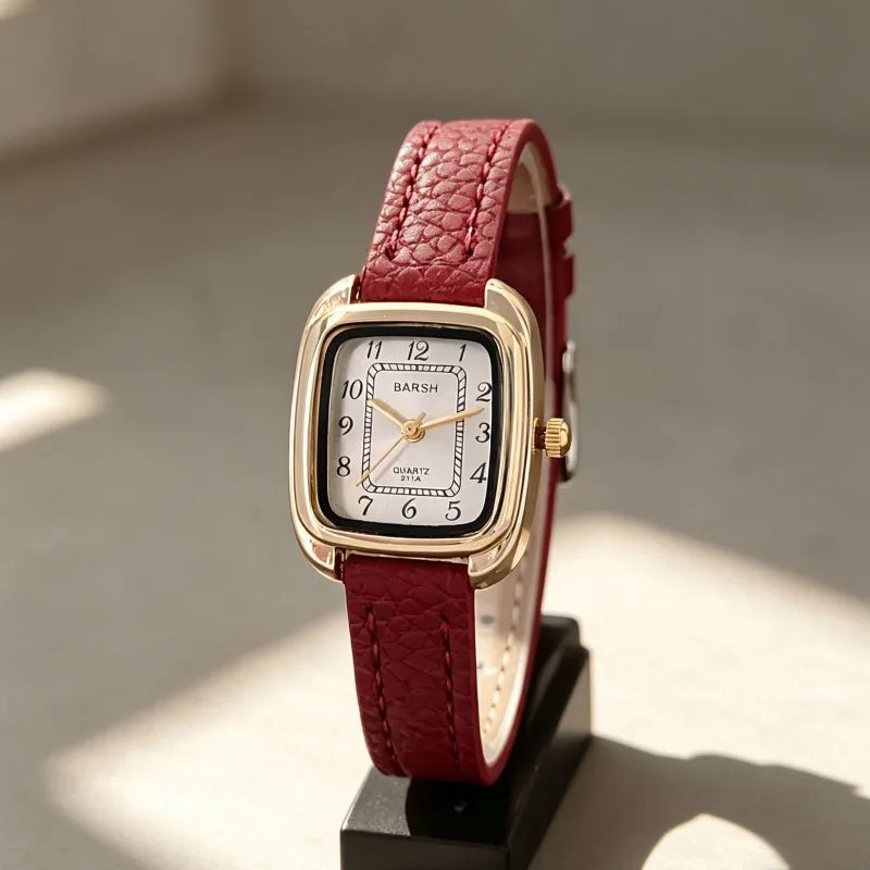 Barsh Genuine Leather Square Watch