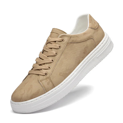 Beige sneaker with white sole on a white background