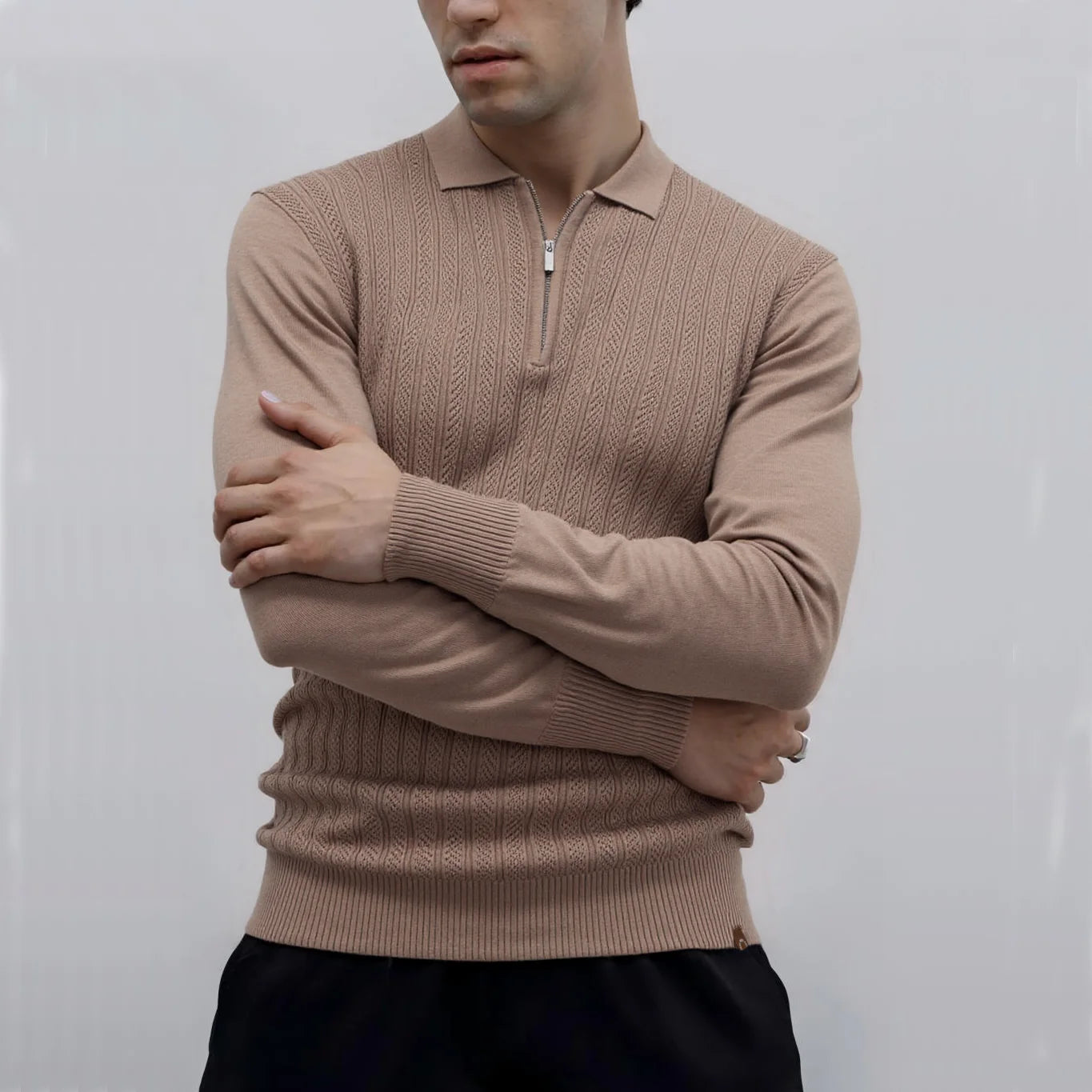 Alessio Zip  Textured Polo
