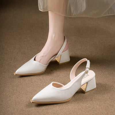 Isabella Slingback Pumps – Pointed-Toe Square Heels