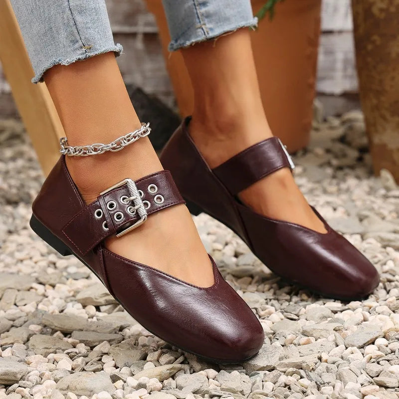 Lena Square-Toe Mary Jane Flats