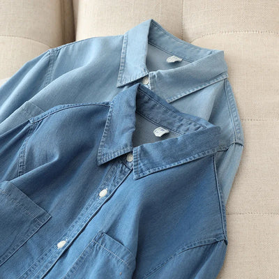 Francesca Denim Shirt – Women’s Long Sleeve Loose Top