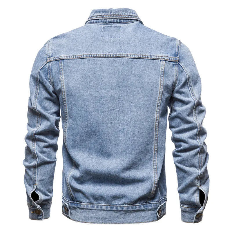 Kairo Cotton Denim Jacket – Men's Slim Fit Casual Lapel Coat for Spring