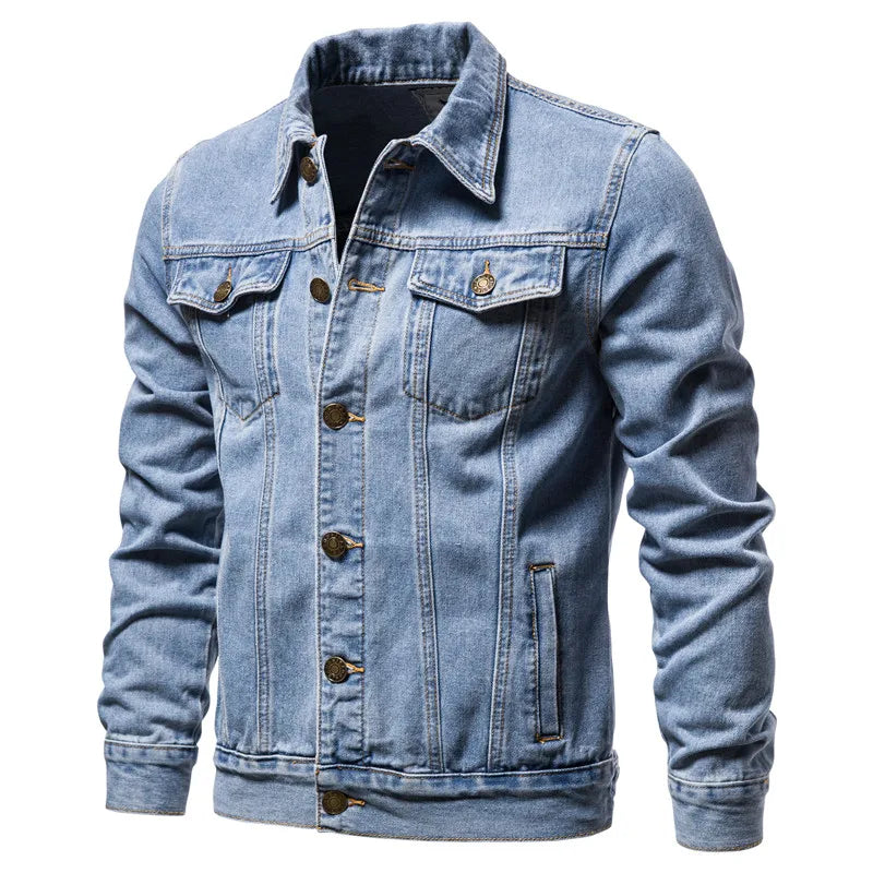 Kairo Cotton Denim Jacket – Men's Slim Fit Casual Lapel Coat for Spring