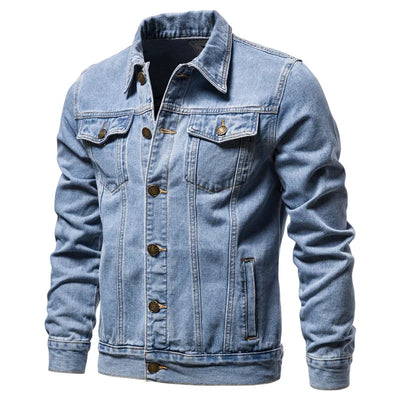 Kairo Cotton Denim Jacket – Men's Slim Fit Casual Lapel Coat for Spring
