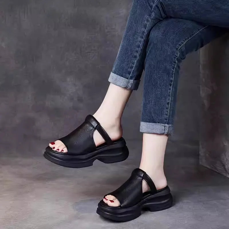 Emma Leather Orthopedic Sandals – Women’s Cushioned Rubber Sole