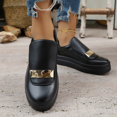 Aria Leather Platform Sneakers – Women’s White Casual Loafers
