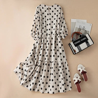 Ellie Linen Dot Dress- Loose Fit for Women
