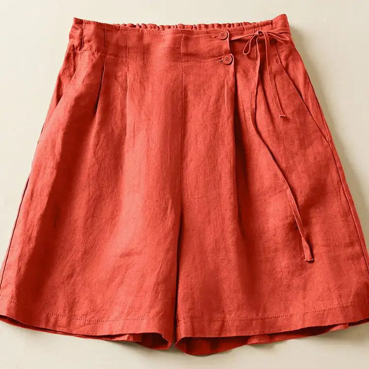 Coral Tie Waist Linen Short