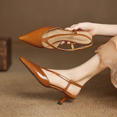 Aliya Leather Sandals – Women’s Pointed Toe Stiletto Heel