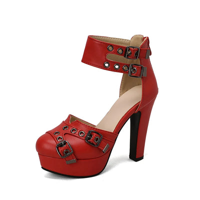 Valeria Studded Platform Heels – Women’s 12.5cm Buckle Sandals