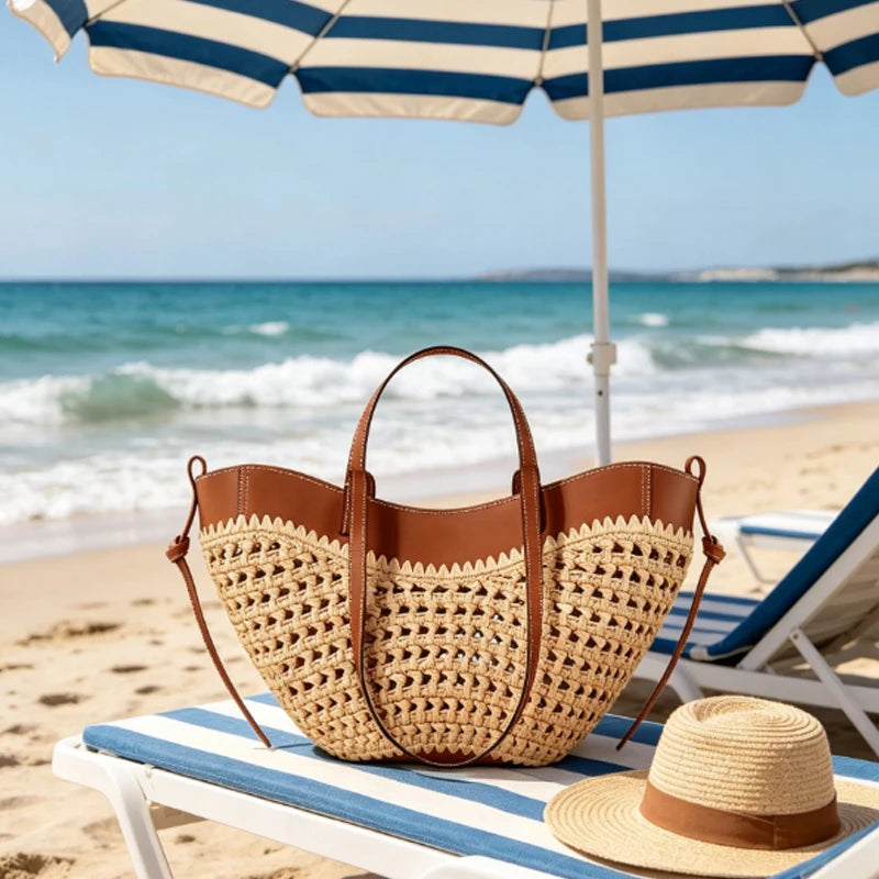 Ruffa Circle Straw Bag