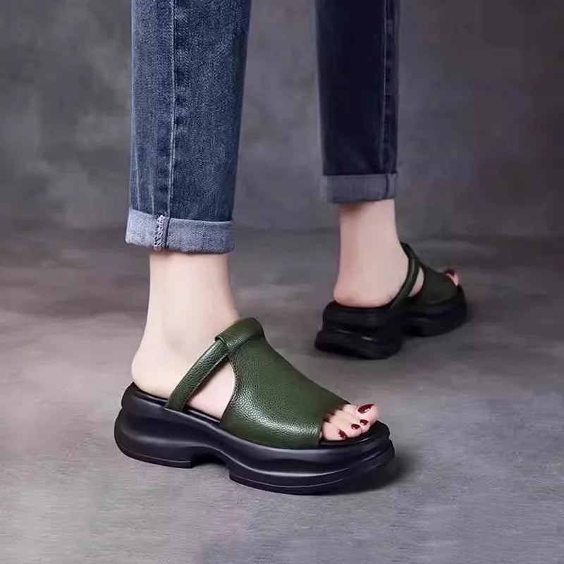 Emma Leather Orthopedic Sandals – Women’s Cushioned Rubber Sole