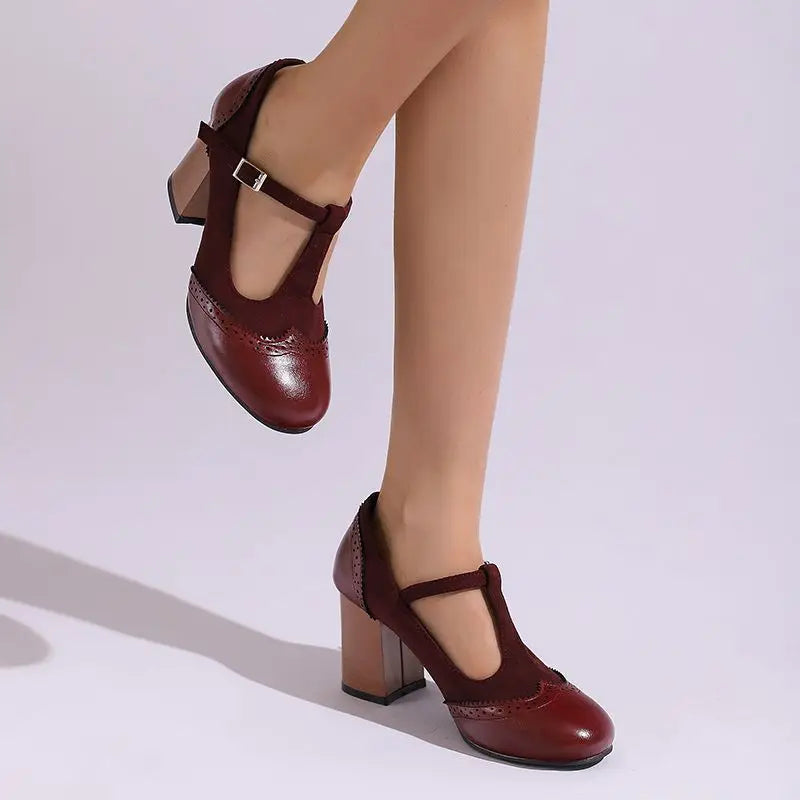 Ivy Buckle Heels Classic Round