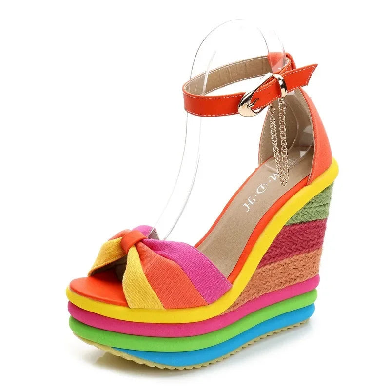 Luna Ankle-Wrap Wedge Sandals