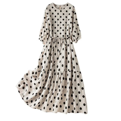 Ellie Linen Dot Dress- Loose Fit for Women
