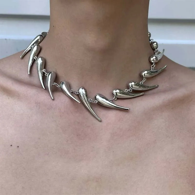 Punk Rivet Chain Choker Necklace