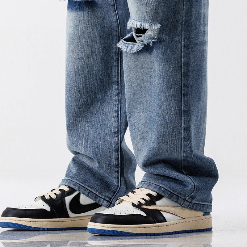 Ryder Cotton Baggy Jeans – Men’s Ripped Straight-Leg Denim