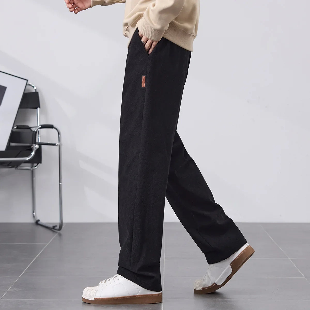 Ethan Fleece-Lined Straight-Leg Pants – Men’s Winter Casual Trousers