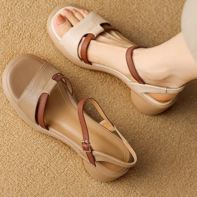 Lana Leather Mid-Heel Sandals