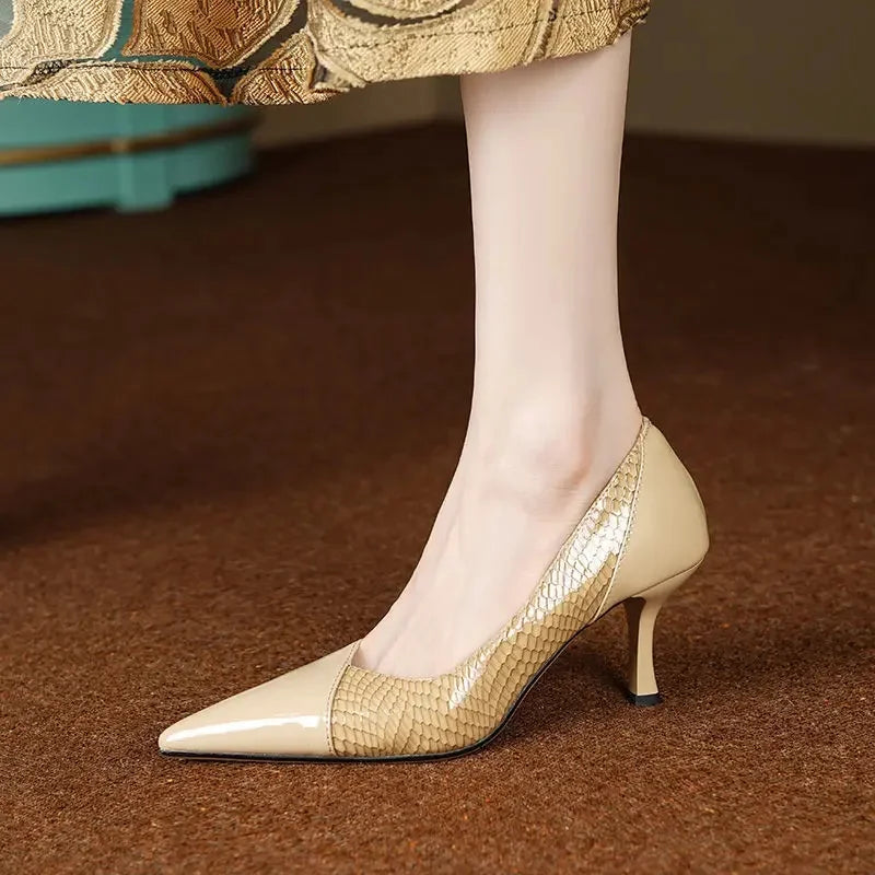 Isabella Snake-Embossed Heel