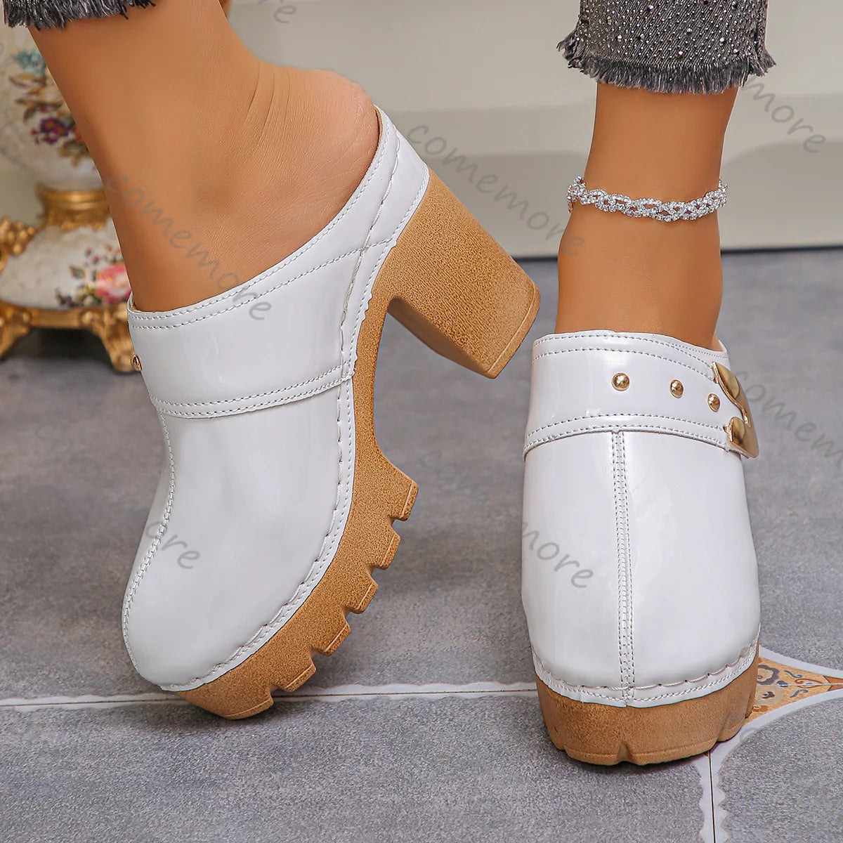 Emma Chunky Heel Mules