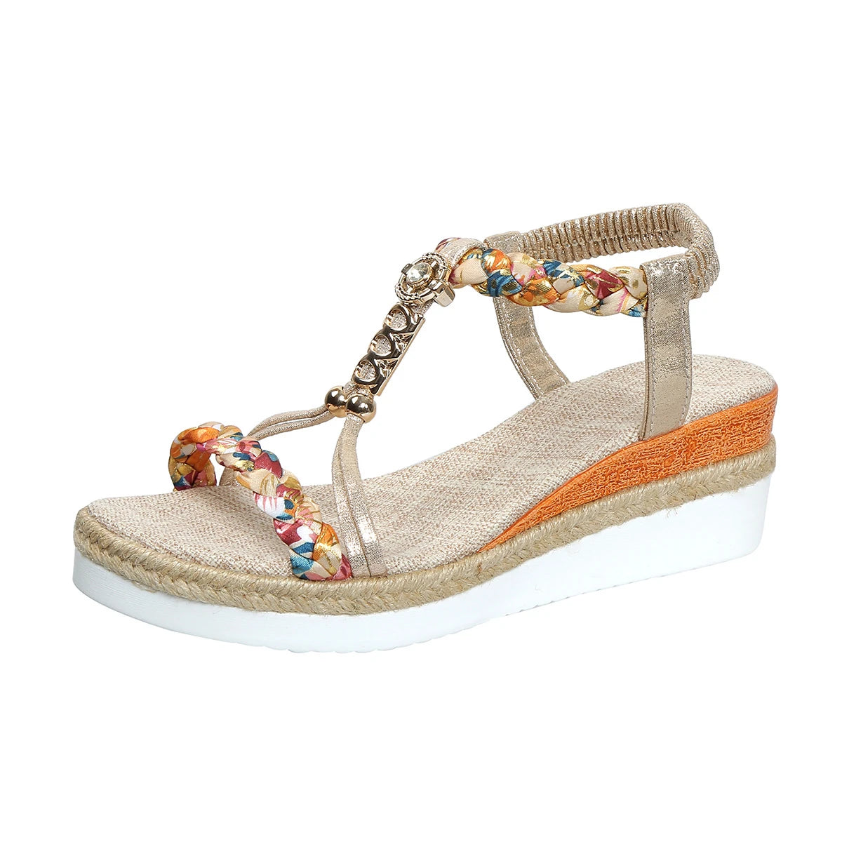 Bianca Orthopedic Wedge Sandals – Braided Slip-On with Arch Support