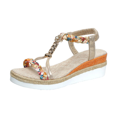 Bianca Orthopedic Wedge Sandals – Braided Slip-On with Arch Support