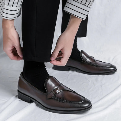 Alessandro Orthopedic Monk Loafers – Men’s Genuine Leather Dress Shoes